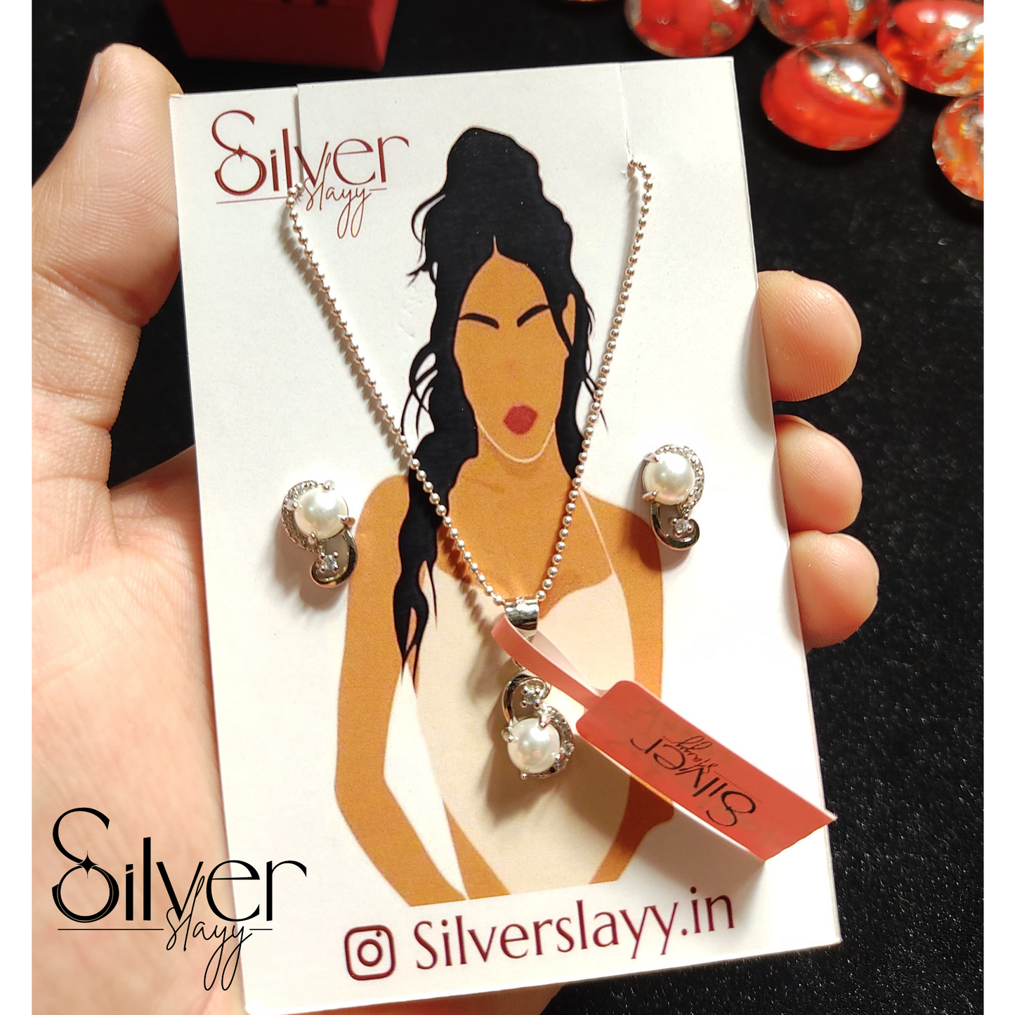 Elegant 925 Sterling Silver Pearl Necklace and Earrings Set for Women – Classic and Stylish Jewelry Set