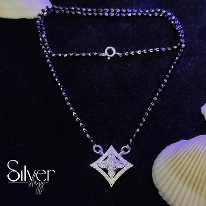 Diamond-Shaped Pendant Silver Mangal Sutra | Elegant Jewelry by SilverSlayy