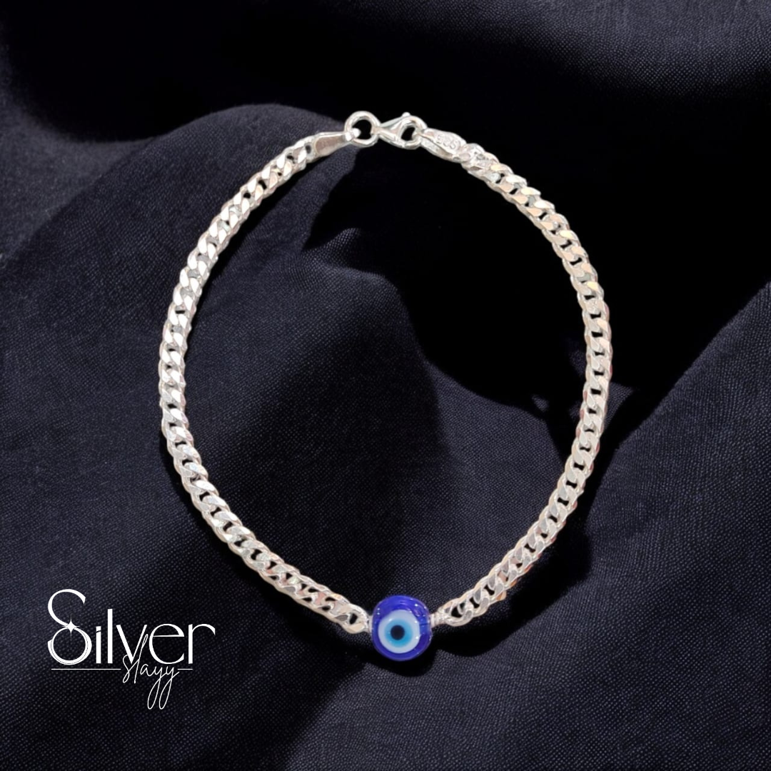 925 Sterling Silver Evil Eye Bracelet for Men – Adjustable & Stylish Protection Jewelry