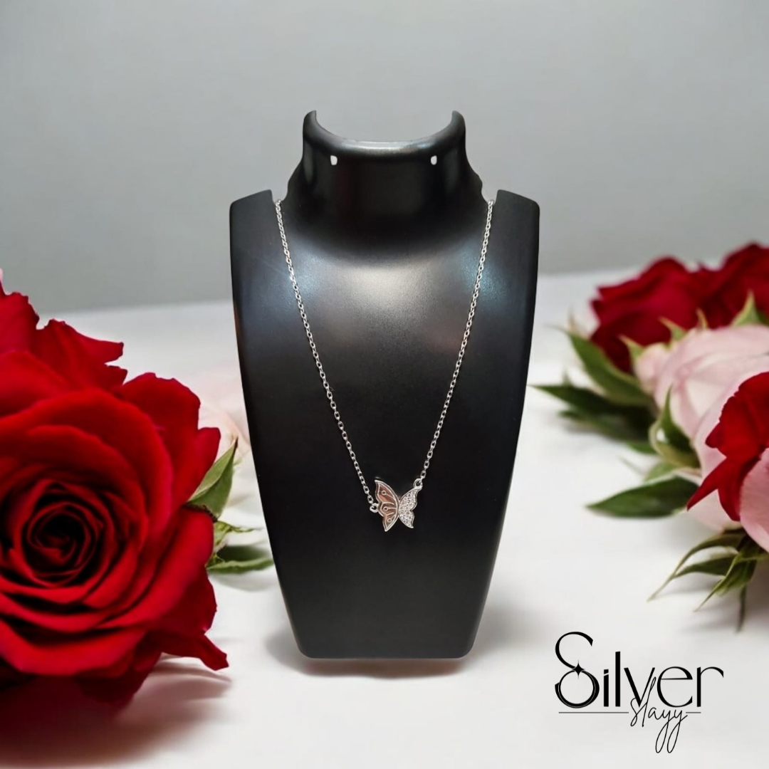 ✨ 925 Sterling Silver Butterfly Necklace | Adjustable 18-Inch Italian Dokia Chain