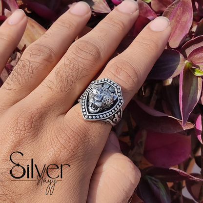 SilverSlayy Fierce Sterling Silver Lion Shield Ring – Bold Statement for the Fearless