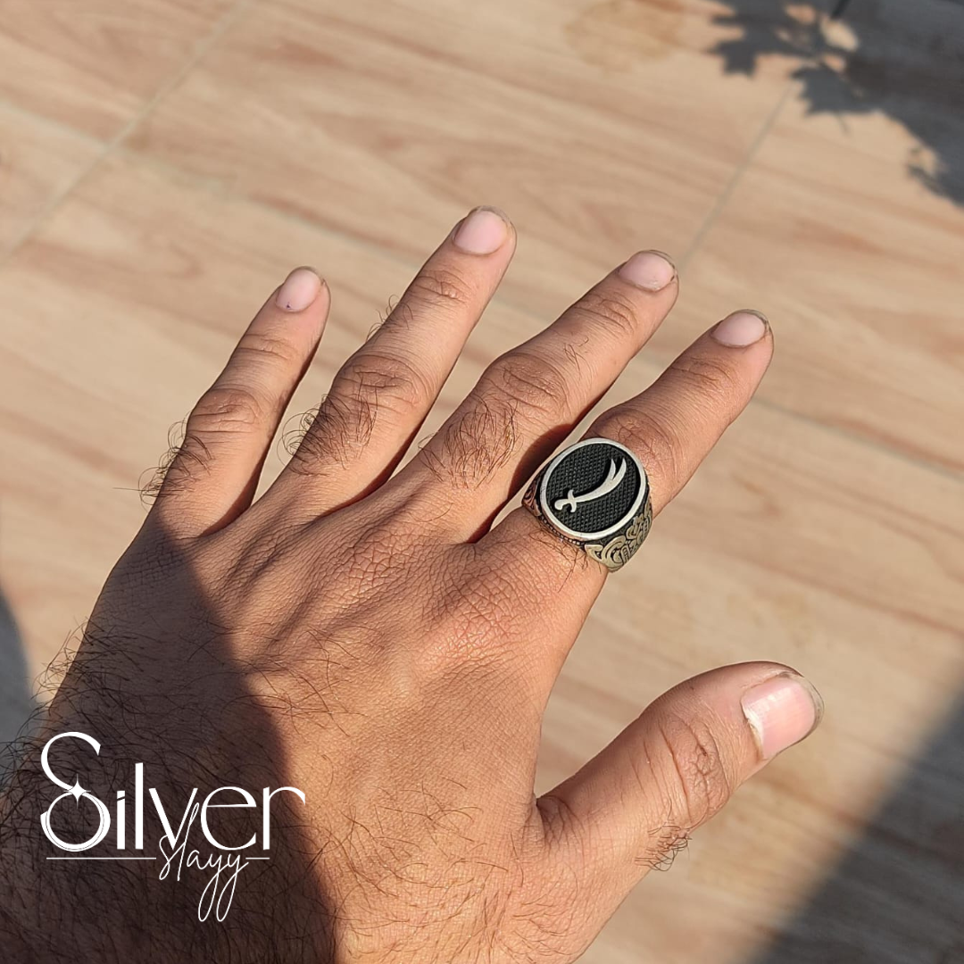 SilverSlayy Sterling Silver Sword Emblem Ring – Bold Design with Intricate Patterns