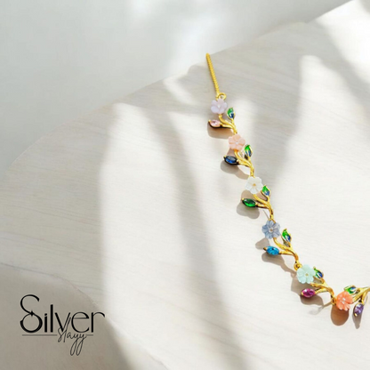 Elegant Floral 925 Sterling Silver Necklace Set with Colorful Gemstones | Adjustable Flower Jewelry by SilverSlayy
