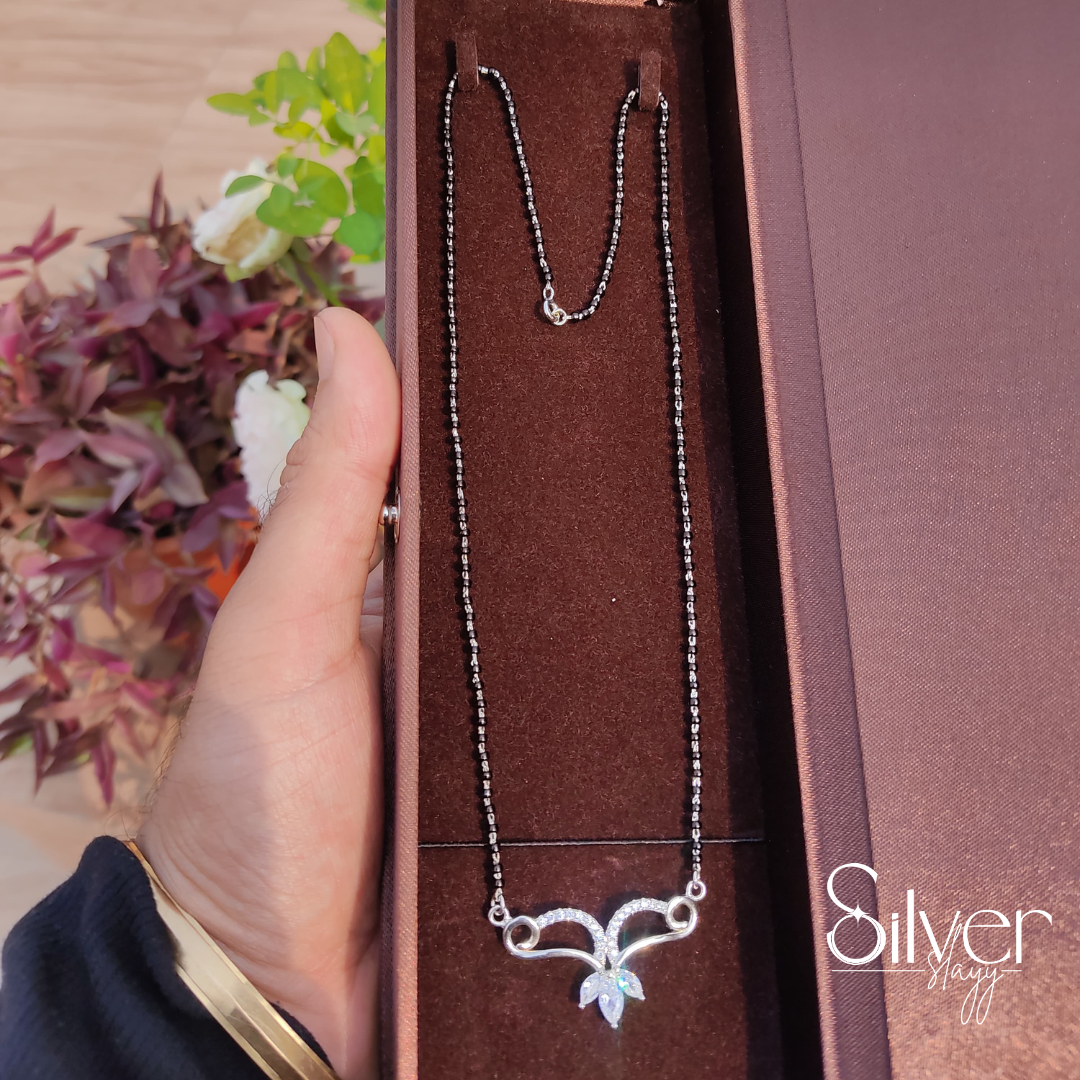 Elegant Silver Mangalsutra with Black Beads Chain - Traditional Meets Modern