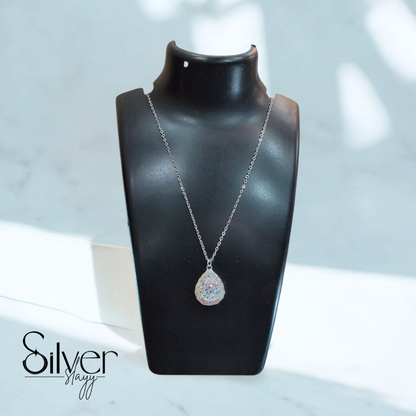 Elegant Teardrop Pendant Necklace in 925 Sterling Silver with Sparkling Zirconia Crystal | Classic Adjustable Jewelry by SilverSlayy