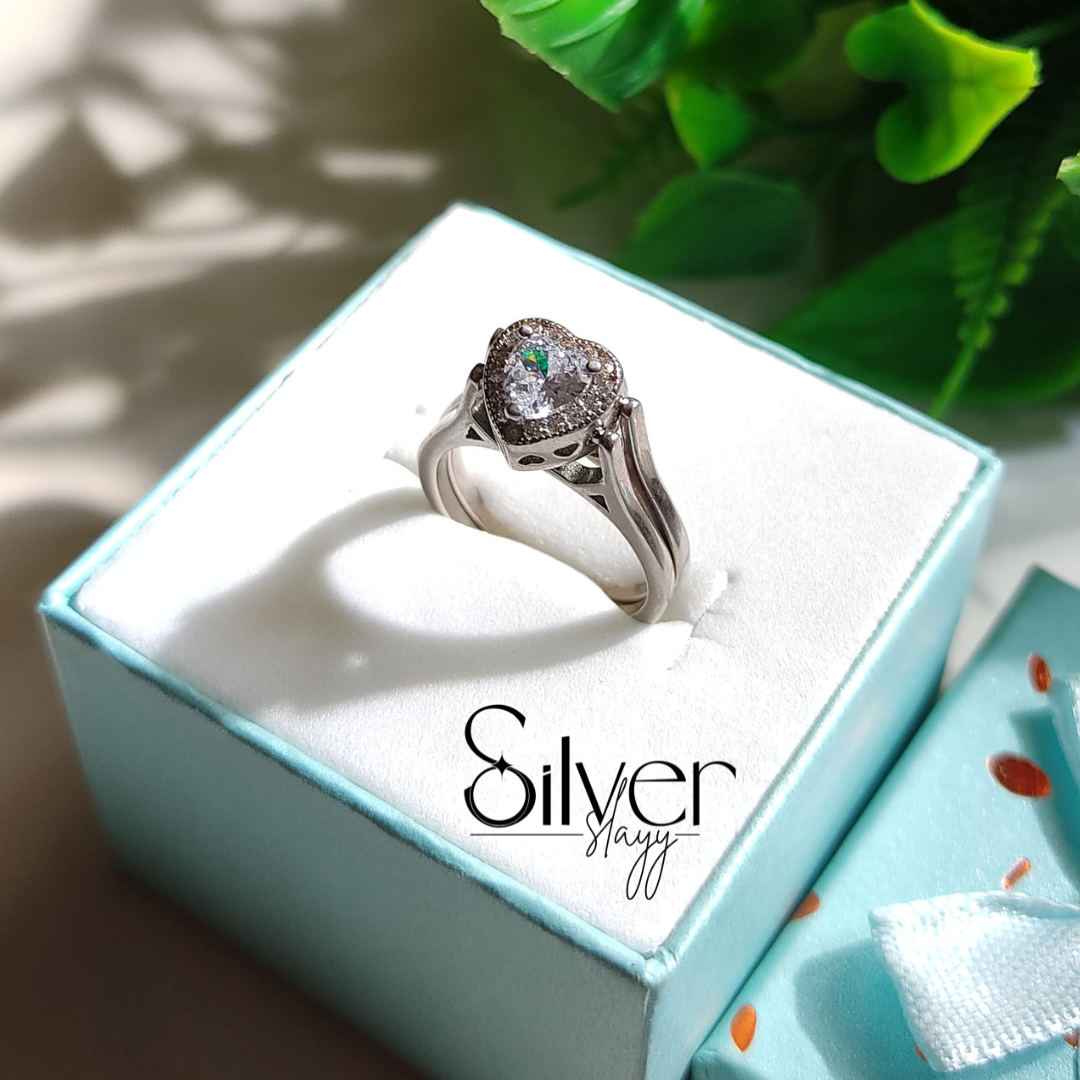2-in-1 Heart Design Ring for Women | Dual-Stone Ring | Elegant Ladies Jewelry by Silver Slayy