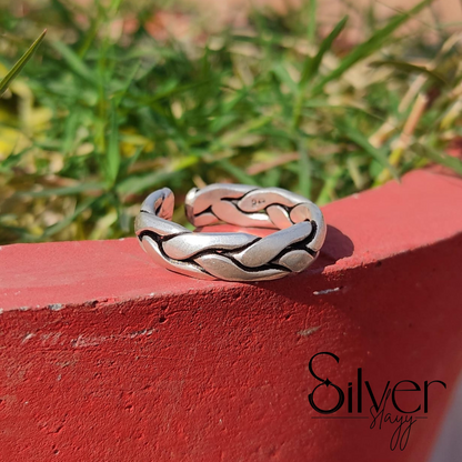 SilverSlayy Braided Sterling Silver Ring – Modern Design