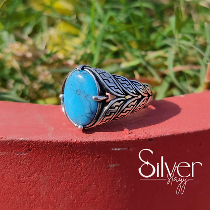 Turquoise Silver Ring | Handcrafted Vintage Gemstone Jewelry by SilverSlayy