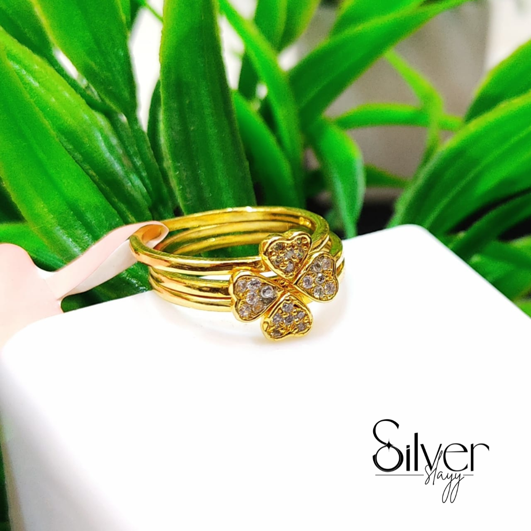 3-in-1 Gold Plated Adjustable Ring | Stylish & Elegant Jewelry for Women