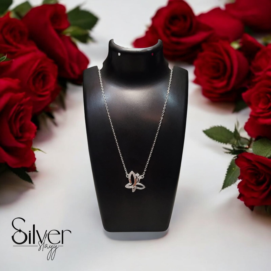 ✨ 925 Sterling Silver Butterfly Pendant Chain | Italian Dokia Necklace | 18-Inch Adjustable for Girls & Women