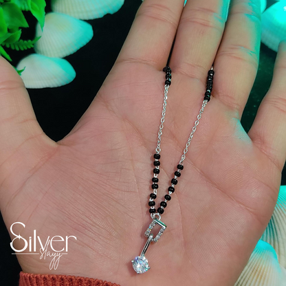 Minimalist Silver Mangal Sutra with Solitaire Pendant | Elegant Jewelry by SilverSlayy