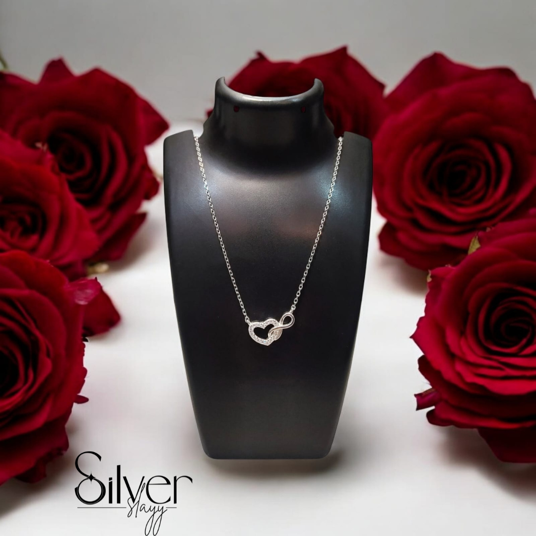 💖 925 Sterling Silver Heart & Infinity Pendant Necklace | Adjustable 18-Inch Italian Dokia Chain | Romantic Gift for Women