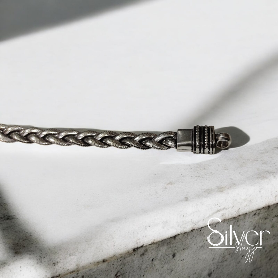 Men's Braided Silver Bracelet - Classic Handcrafted Design