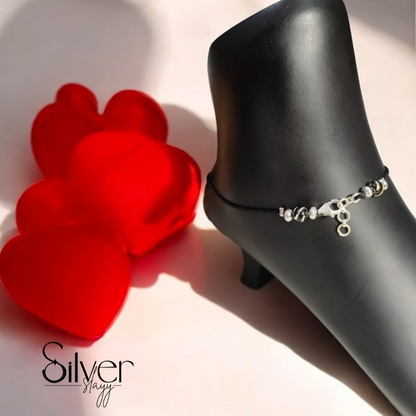 65% Pure Silver Minimalist Thread Anklet – Elegant Bead Accent | Silver Slayy