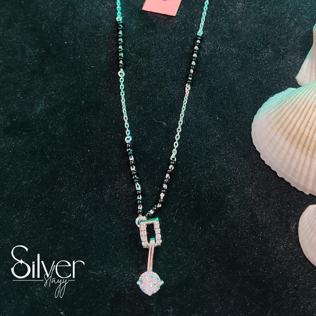 Minimalist Silver Mangal Sutra with Solitaire Pendant | Elegant Jewelry by SilverSlayy