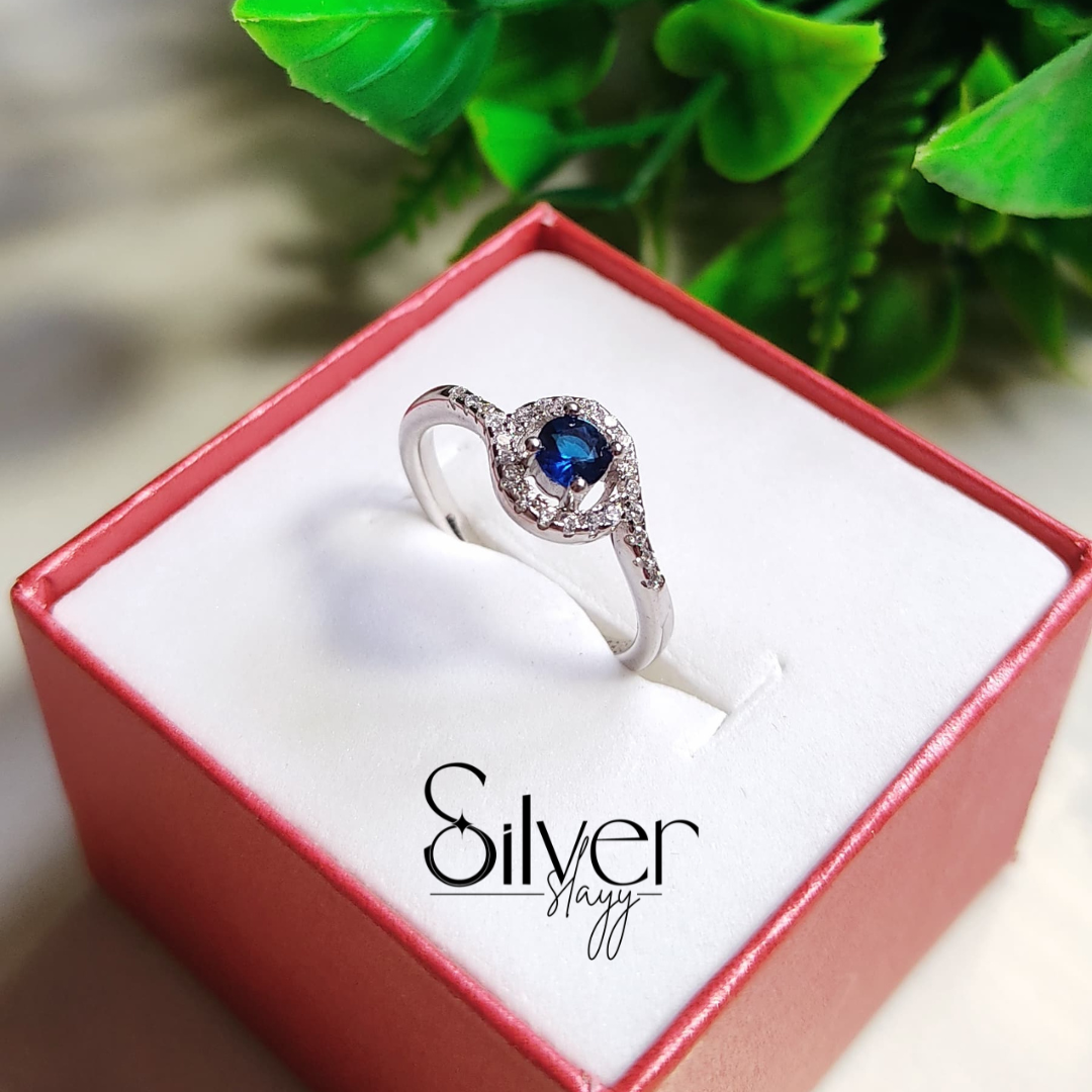 💙 Midnight Sparkle Blue Stone Ring | 925 Sterling Silver Elegance