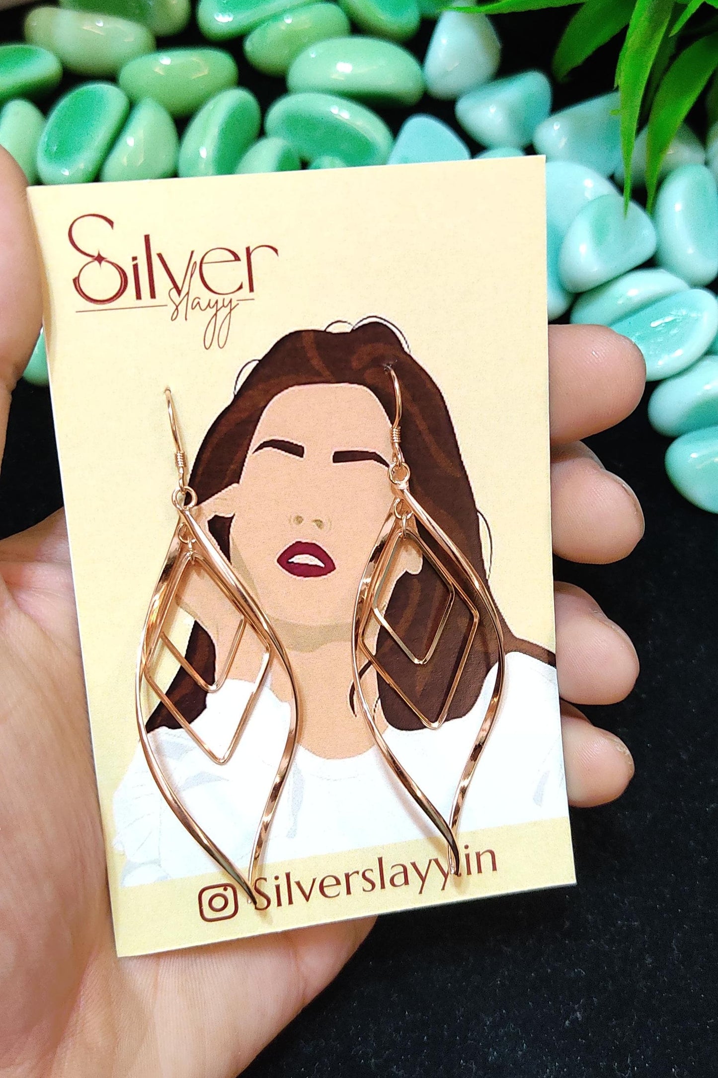 Stylish Rose Gold Long Hanging Earrings