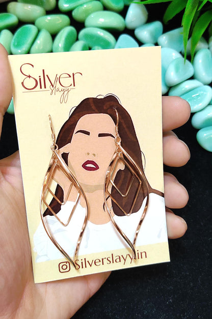 Stylish Rose Gold Long Hanging Earrings