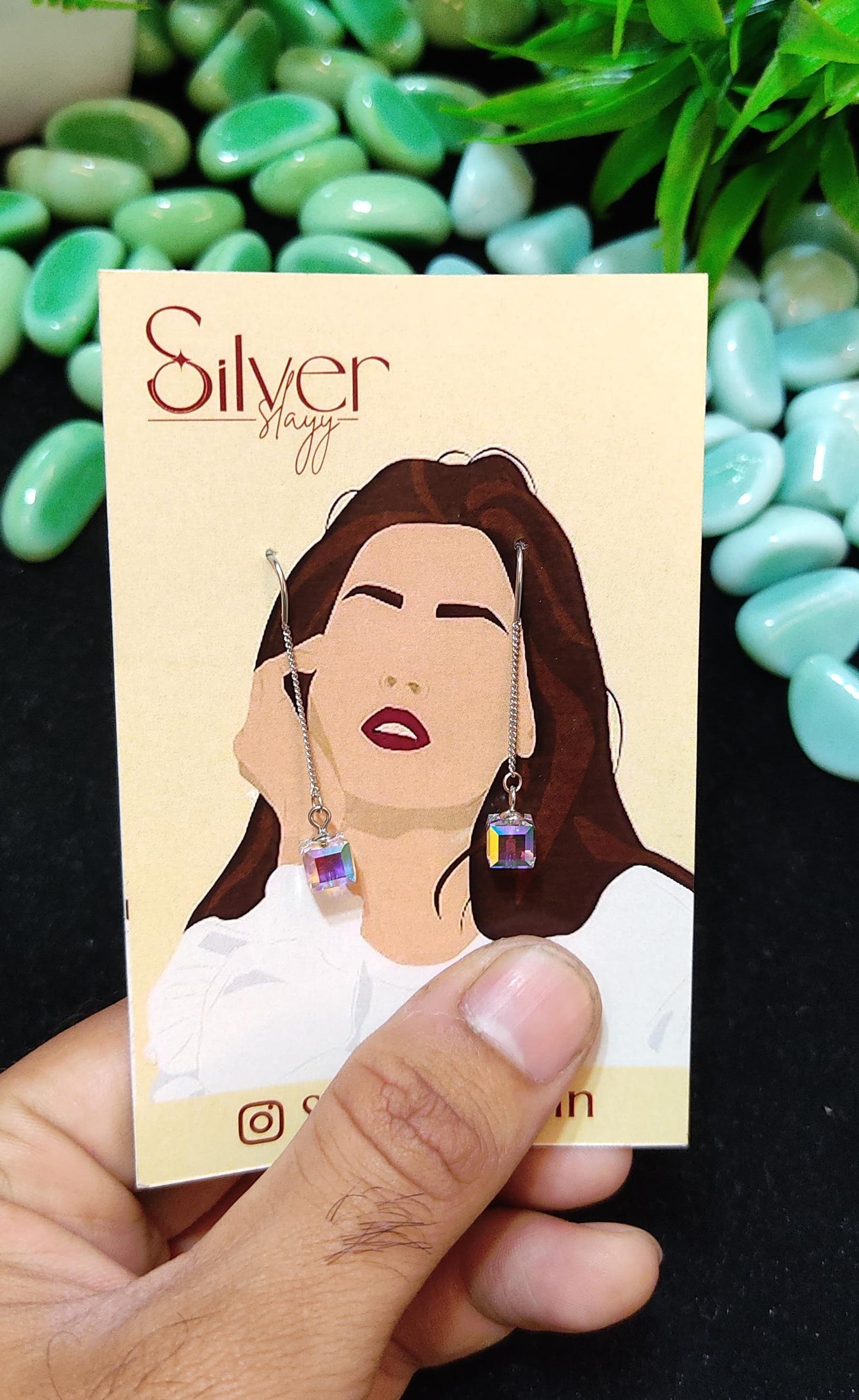 Rainbow Crystal Drop Earrings - Dazzling Minimalist Design by SilverSlayy for Everyday Elegance
