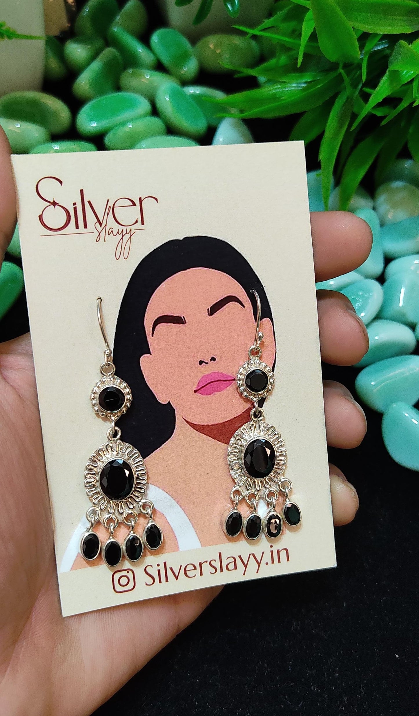 Vintage-Inspired Black Stone Silver Drop Earrings - Elegant Statement Jewelry by SilverSlayy