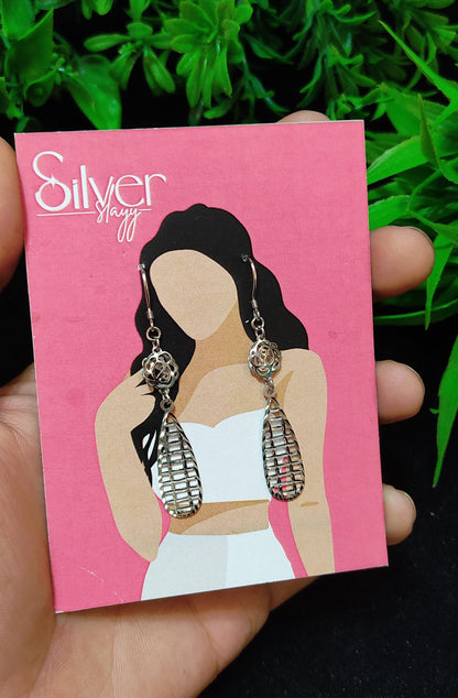 Elegant Silver Teardrop Filigree Earrings with Floral Accent - Timeless Beauty by SilverSlayy