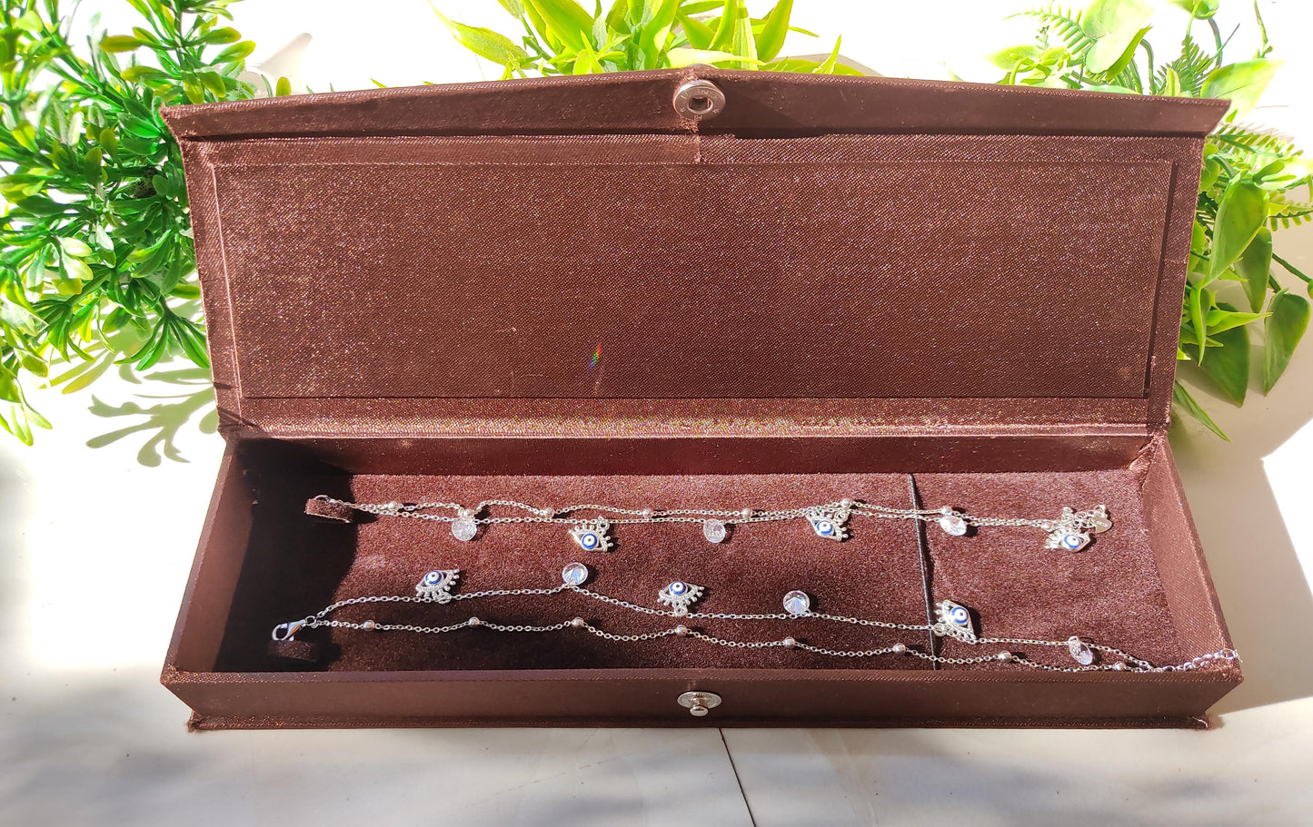 Evil Eye Designer Anklet - Adjustable 10-Inch 925 Sterling Silver Jewelry