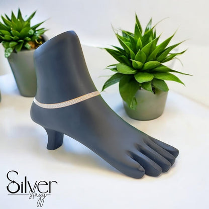 Rose Gold Italian 2-in-1 Designer Broad Anklet - Adjustable 10-Inch Foot Jewelry