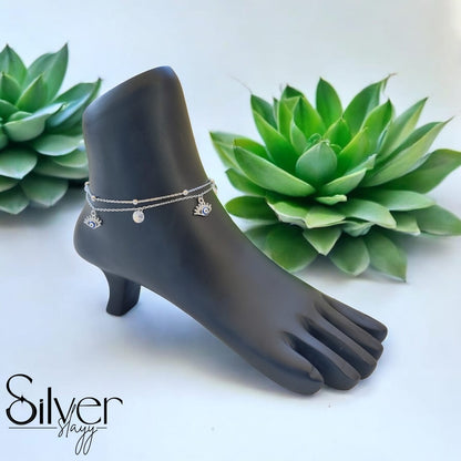 Evil Eye Designer Anklet - Adjustable 10-Inch 925 Sterling Silver Jewelry