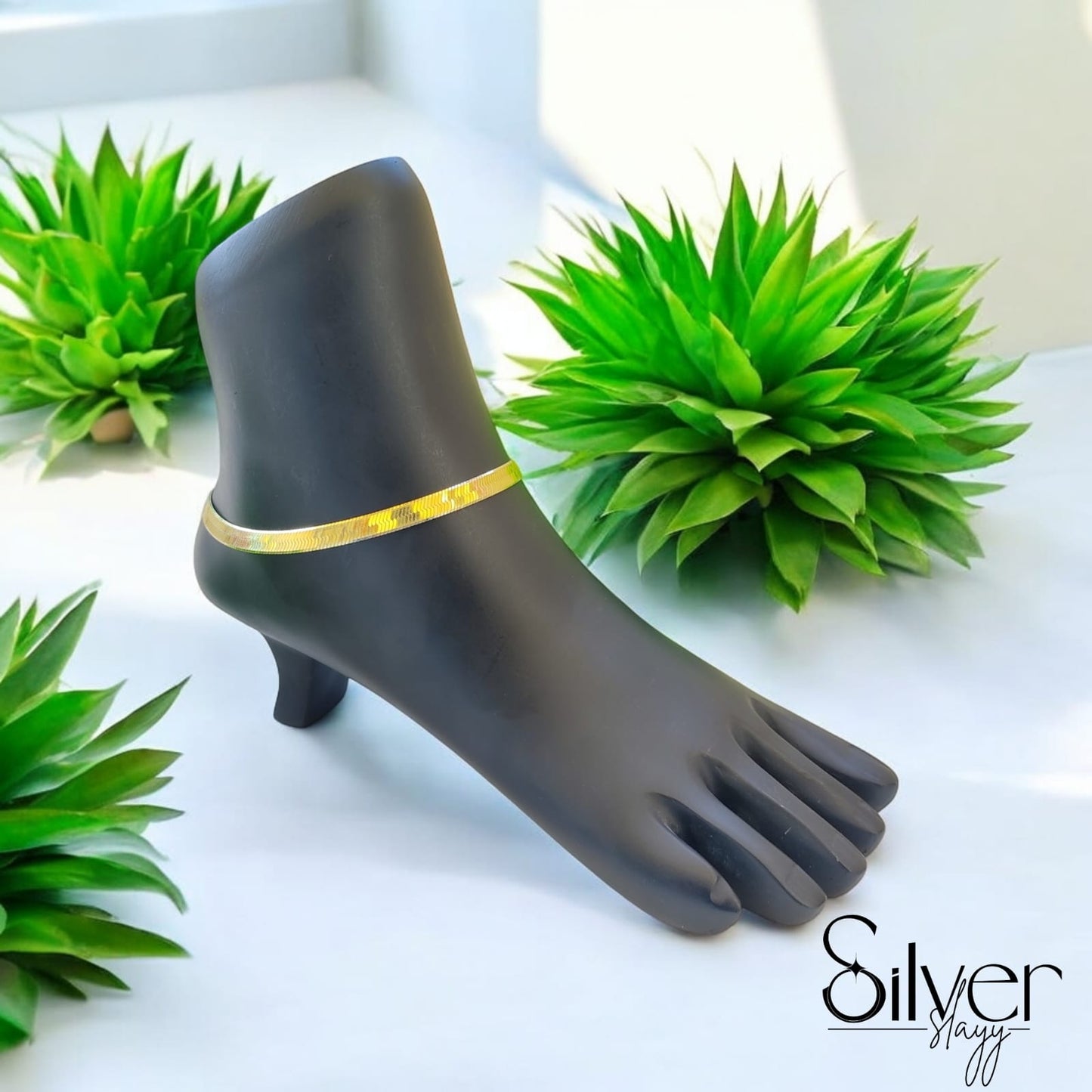 Golden Italian 2-in-1 Designer Anklet - Adjustable 10-Inch Foot Jewelry