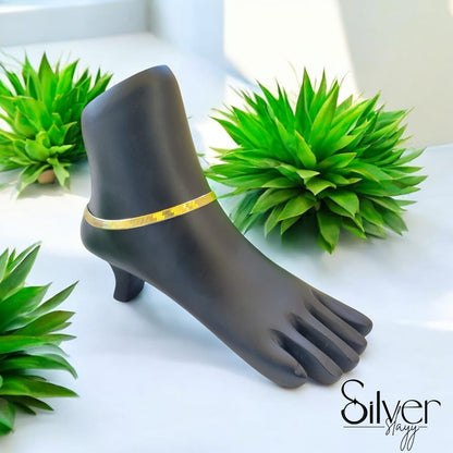 Golden Italian 2-in-1 Designer Anklet - Adjustable 10-Inch Foot Jewelry