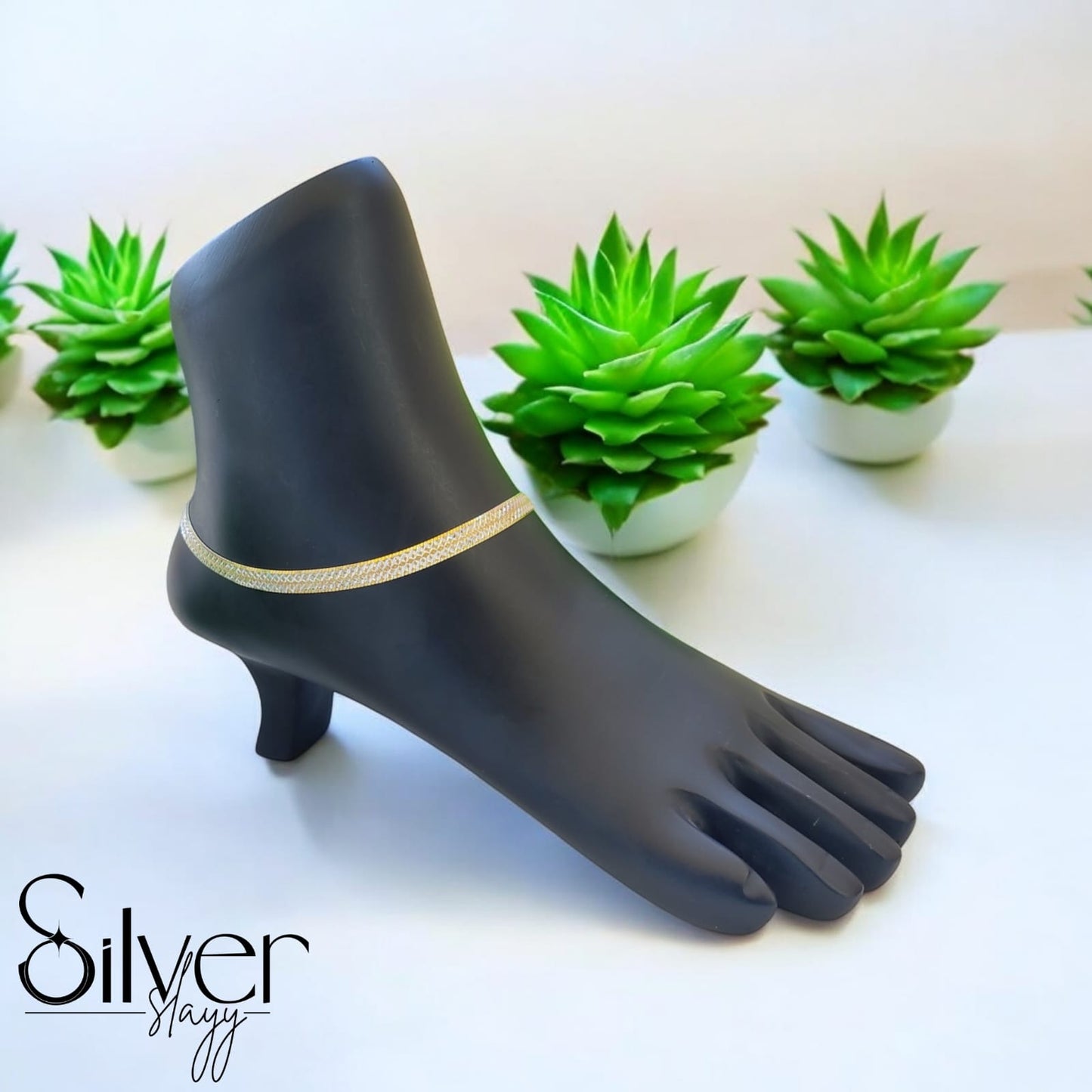 Golden Italian 2-in-1 Designer Anklet - Adjustable 10-Inch Foot Jewelry