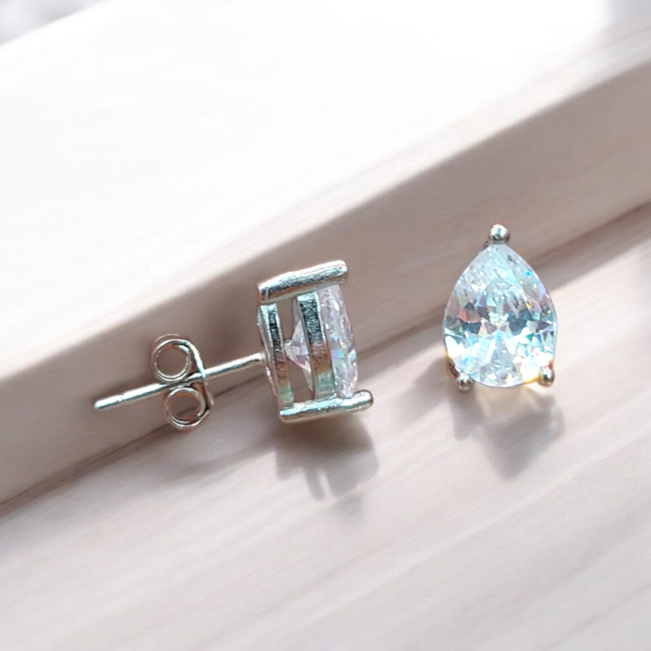 Teardrop Sterling Silver Earrings for Girls – Elegant & Sparkling Design