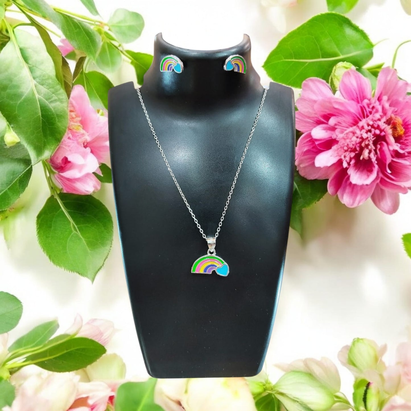 925 Sterling Silver Rainbow Pendant Set for Girls – Vibrant | Silverslayy