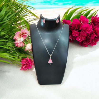 925 Sterling Silver Pink Mushroom Pendant Set for Girls – Trendy | Silverslayy
