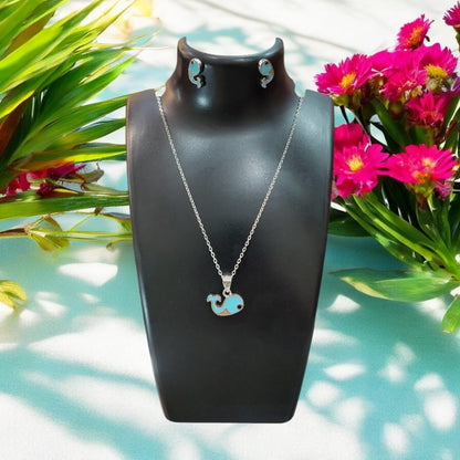 925 Sterling Silver Seahorse Pendant Set for Girls – Ocean-Inspired | Silverslayy