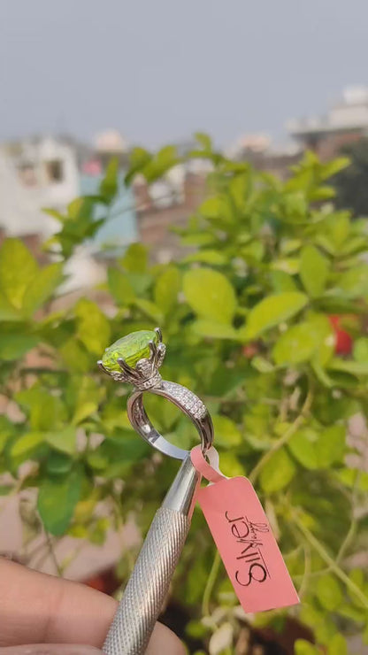 Vibrant Green Gemstone Sterling Silver Ring – Unique Cocktail Ring for Women | Silverslayy