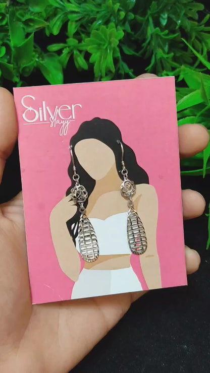Elegant Silver Teardrop Filigree Earrings with Floral Accent - Timeless Beauty by SilverSlayy