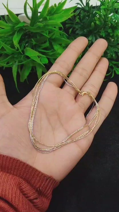 ✨ Italian 92.5% Silver 5-Layered Chain Anklet – Elegant Tri-Polish Design (10.25 Inches)