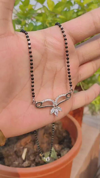 Elegant Silver Mangalsutra with Black Beads Chain - Traditional Meets Modern