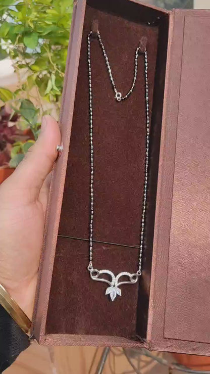 Elegant Silver Mangalsutra with Black Beads Chain - Traditional Meets Modern