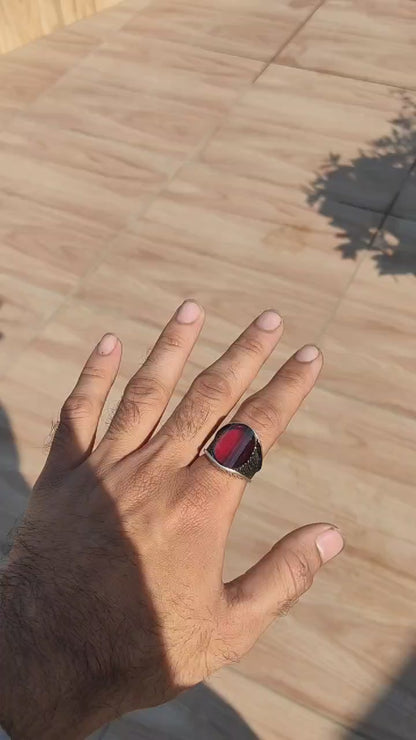 SilverSlayy Red Gem Sterling Silver Ring – Bold Statement with Modern Flair