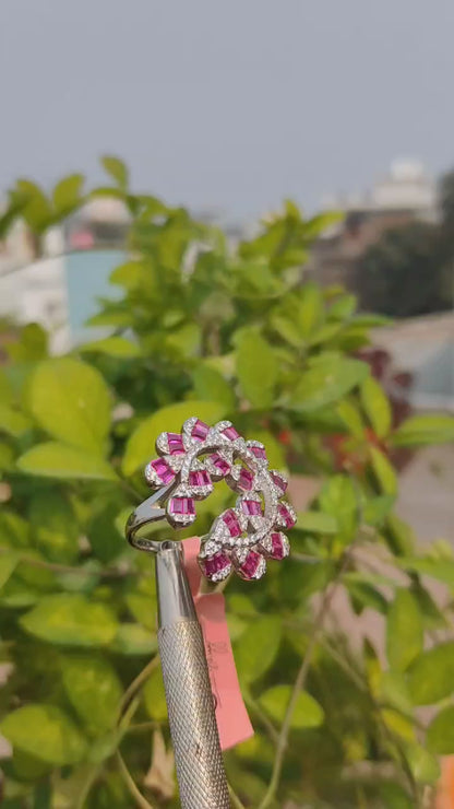 Elegant Pink and Zircon Cluster Sterling Silver Ring – Floral Statement Jewelry | Silverslayy