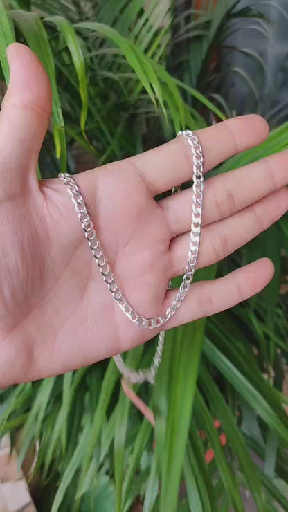 Men's Polished Silver Chain - Classic Cuban Link Necklace