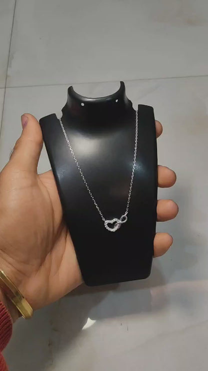 💖 925 Sterling Silver Heart & Infinity Pendant Necklace | Adjustable 18-Inch Italian Dokia Chain | Romantic Gift for Women