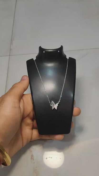✨ 925 Sterling Silver Butterfly Necklace | Adjustable 18-Inch Italian Dokia Chain
