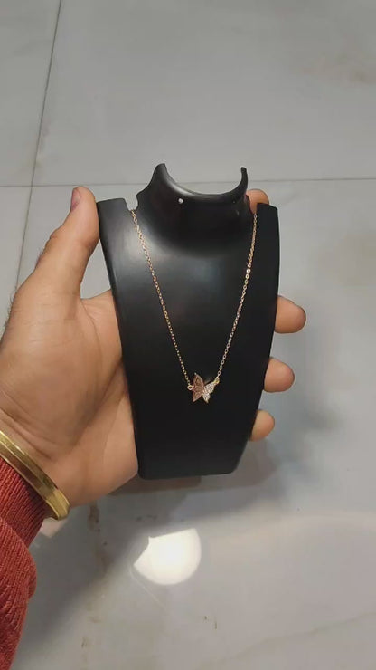 🦋 Rose Gold Butterfly Pendant Necklace | 925 Sterling Silver | 18-Inch Adjustable Italian Dokia Chain