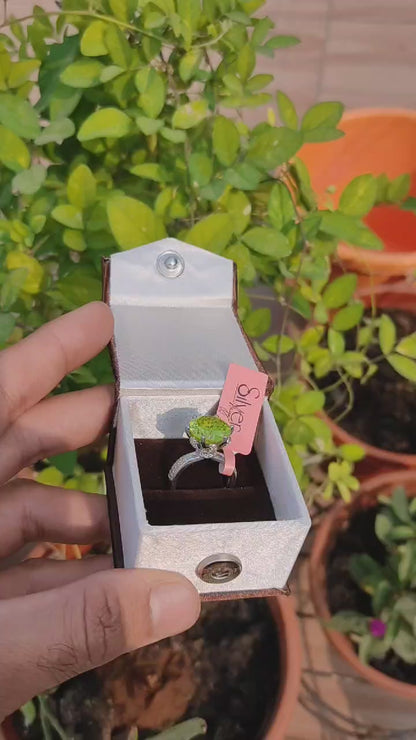 Vibrant Green Gemstone Sterling Silver Ring – Unique Cocktail Ring for Women | Silverslayy