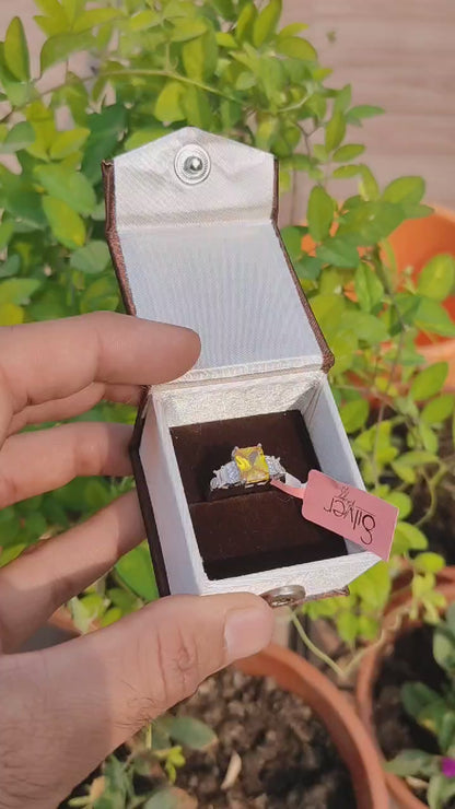 Radiant Yellow Square-Cut Gemstone Sterling Silver Ring – Perfect Gift for Women | Silverslayy