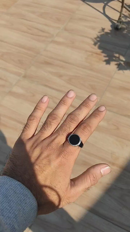 SilverSlayy Round Black Onyx Sterling Silver Ring – Timeless Minimalist Design