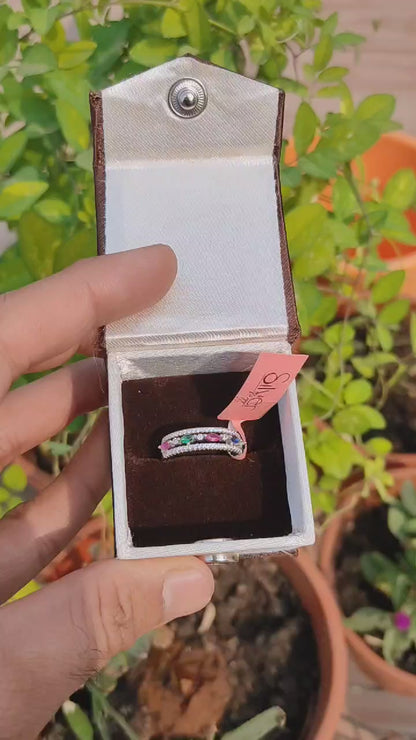 Elegant Multi-Stone Sterling Silver Band Ring – Perfect for Women | Silverslayy